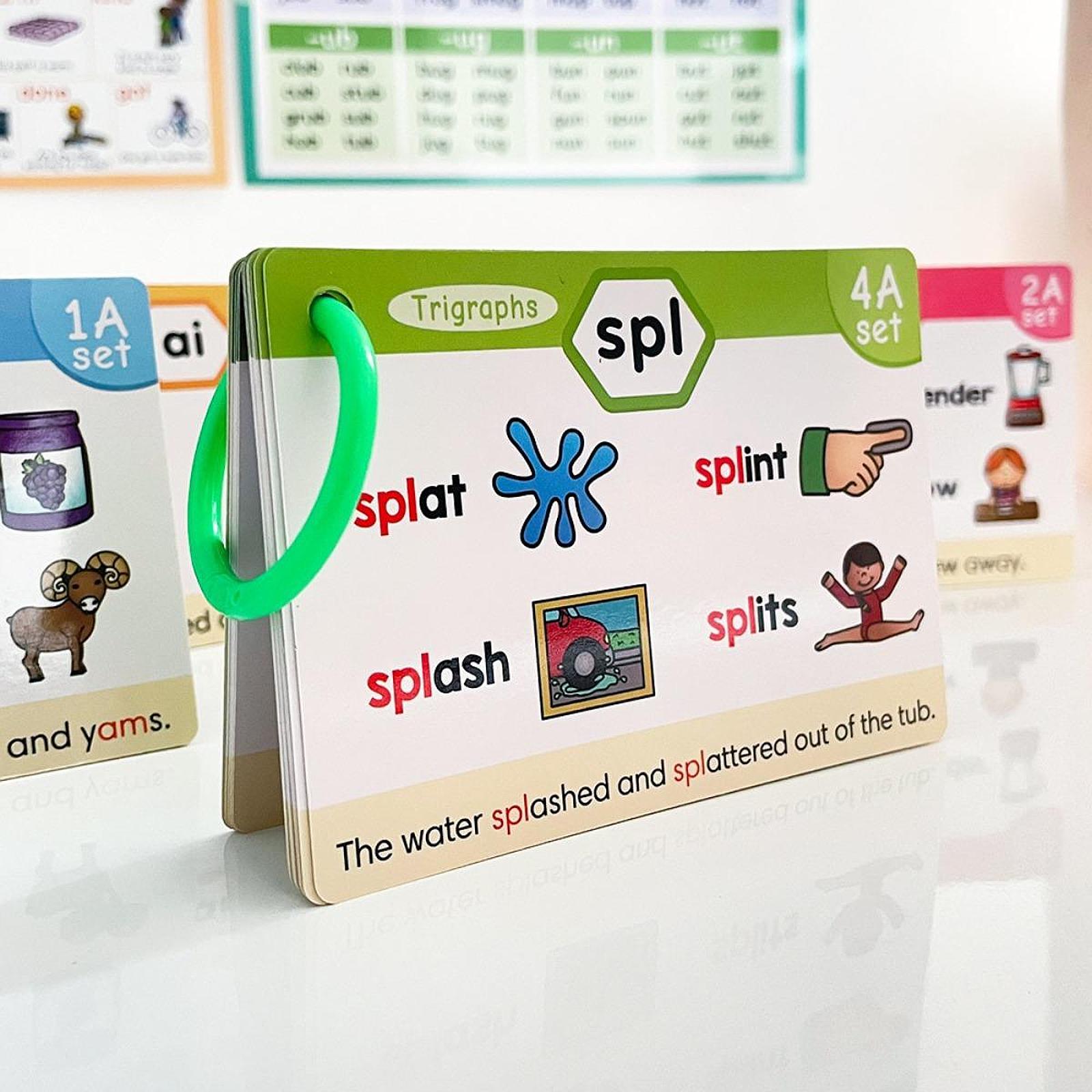 Phonics Card Game - การ์ดแฟลชฝึกการออกเสียงตัวอักษร, อุปกรณ์การเรียน, เกมสร้างคำศัพท์เพื่อการศึกษาสำหรับเด็กประถมอายุ 4-8 ปี
