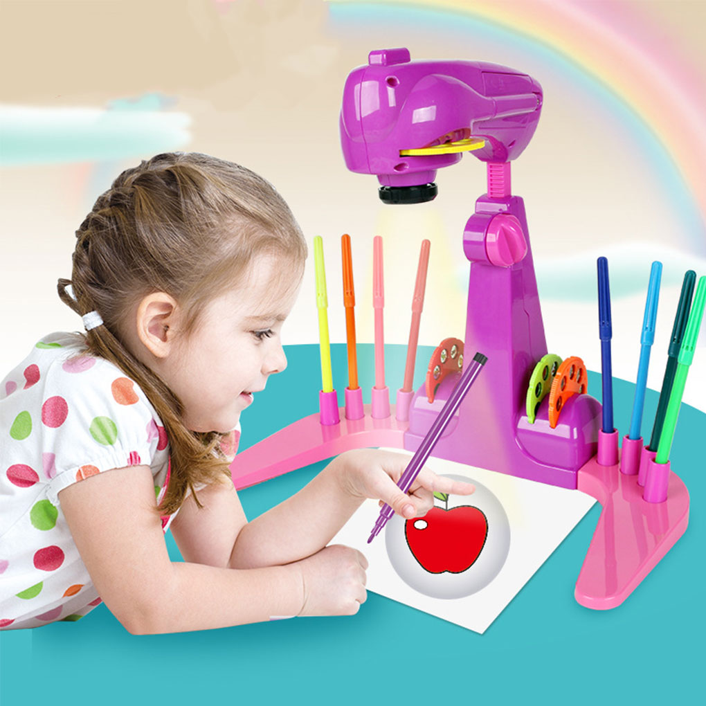 Drawing Projector Kids - โต๊ะวาดภาพสำหรับเด็กพร้อมโปรเจคเตอร์สำหรับวาดภาพและระบายสี ผลิตจากวัสดุ ABS เพื่อความทนทาน