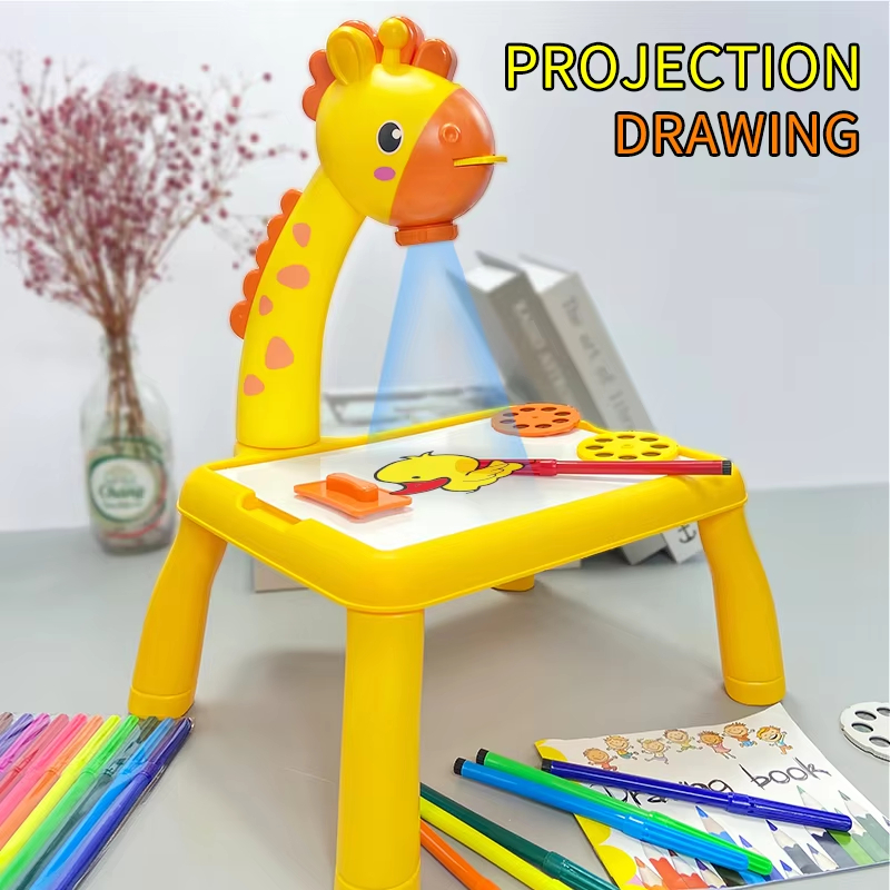 Drawing Projector Kids - กระดานวาดภาพโปรเจคเตอร์สำหรับเด็ก, โต๊ะศิลปะขนาดเล็กพร้อมระบบฉายภาพ, ของเล่นเสริมสร้างความคิดสร้างสรรค์เพื่อการเรียนรู้