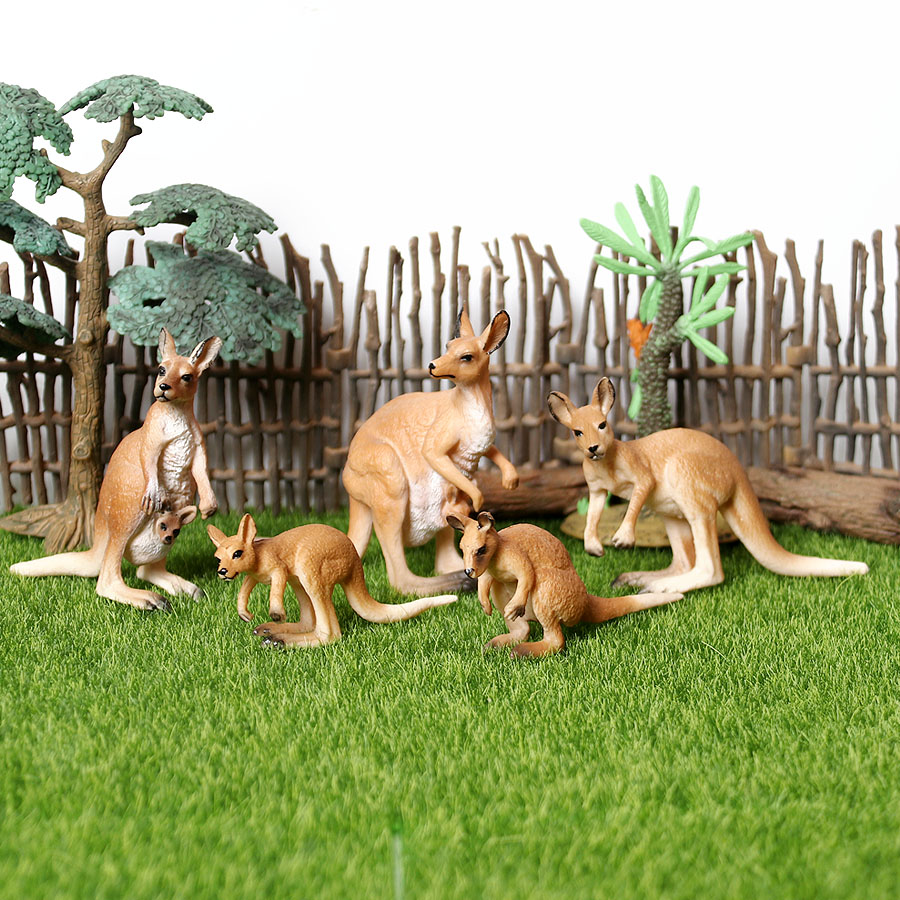 Kangaroo Kids Education - ชุดของเล่นรูปจิงโจ้ที่สมจริงพร้อมรูป Joey สัตว์ป่าสัตว์ออสเตรเลียโมเดลพีวีซีเพื่อการศึกษาคอลเลกชันของเล่นในป่าสำหรับเด็ก